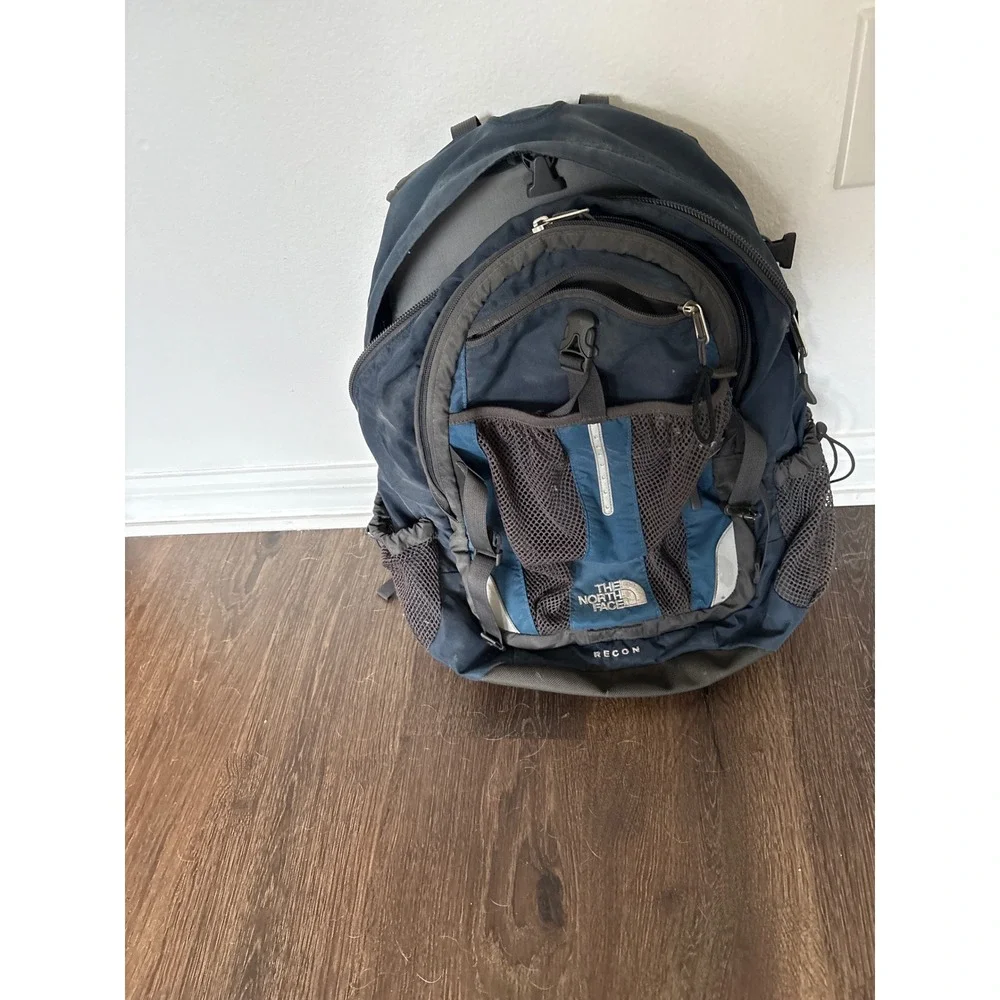 The North Face Recon Backpack Navy Blue Grey Hiking School Travel Bag